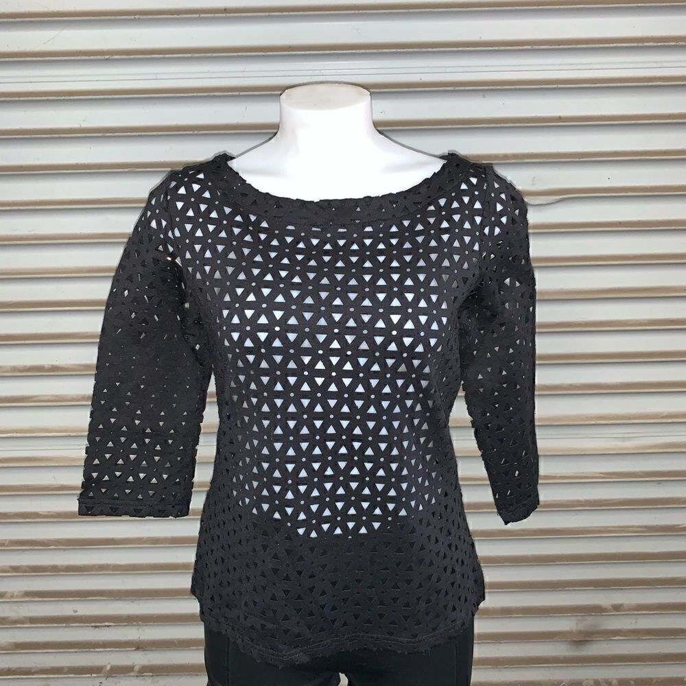 Lauren Michelle black cutout 3/4 sleeve top